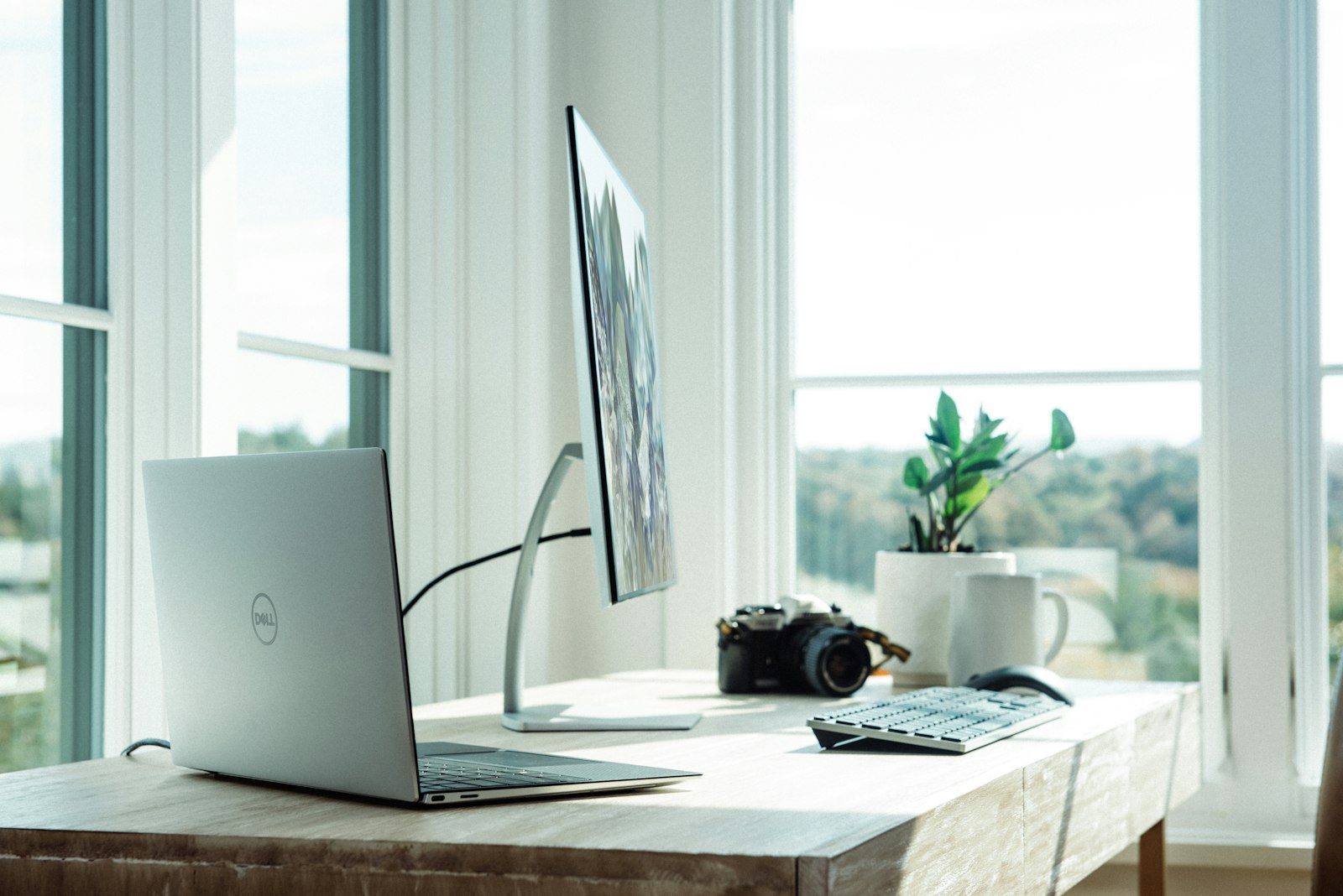 A quiet home office set up for remote work